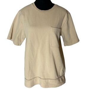 OAK & FORT Tan Beige Boxy Oversized Short Sleeve Top Pocket Size X Small